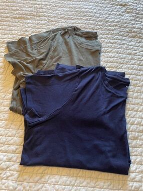 Ava & Viv Navy and Olive Crewneck Tee Pair